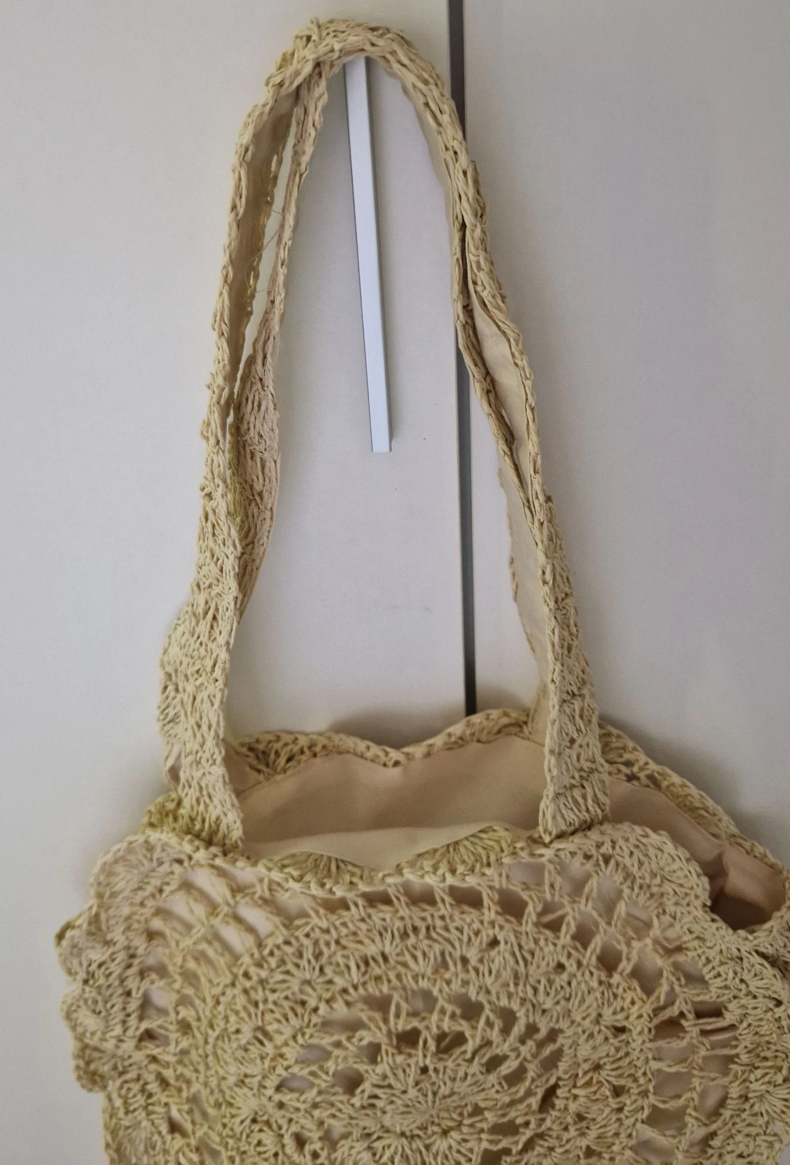 Bolso bandolera crochet rafia crudo – photo 3
